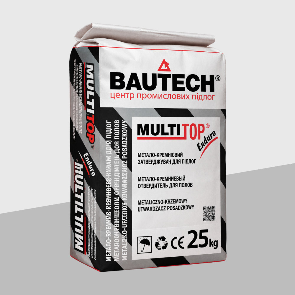BAUTECH MULTITOP Enduro, металокремнієвий зміцнювач для бетонних підлог, 25 кг платиново-сірий