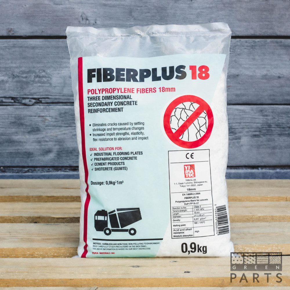 FIBERPLUS® 18 мм, поліпропіленова фібра для армування бетону та будівельних розчинів, 0,9 кг