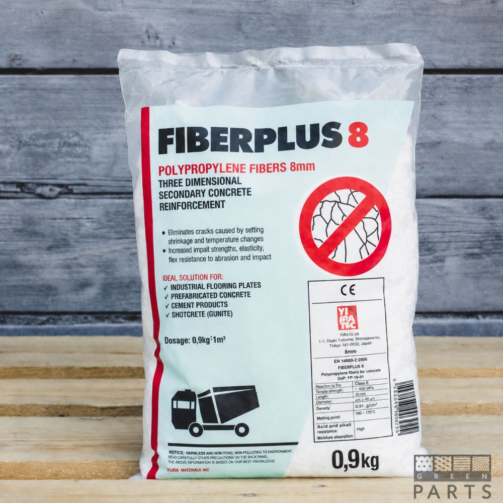 FIBERPLUS® 8 мм, поліпропіленова фібра для армування бетону та будівельних розчинів, 0,9 кг